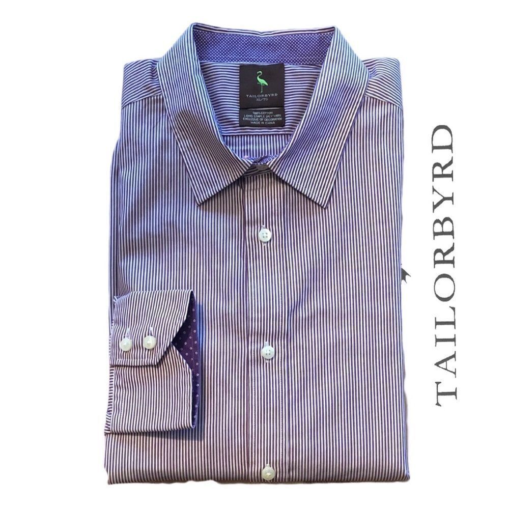 Tailorbyrd Dress Shirt - Purple/White Stripe Size XL